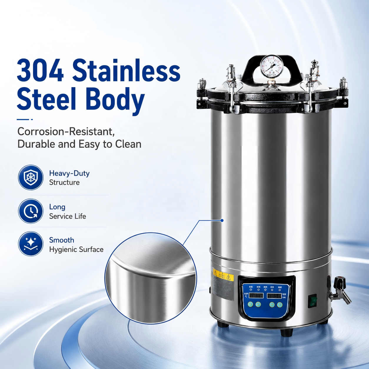 Laboratory Autoclave 24 Liter 18 Liter Pressure Steam Sterilizer with Digital Display Panel