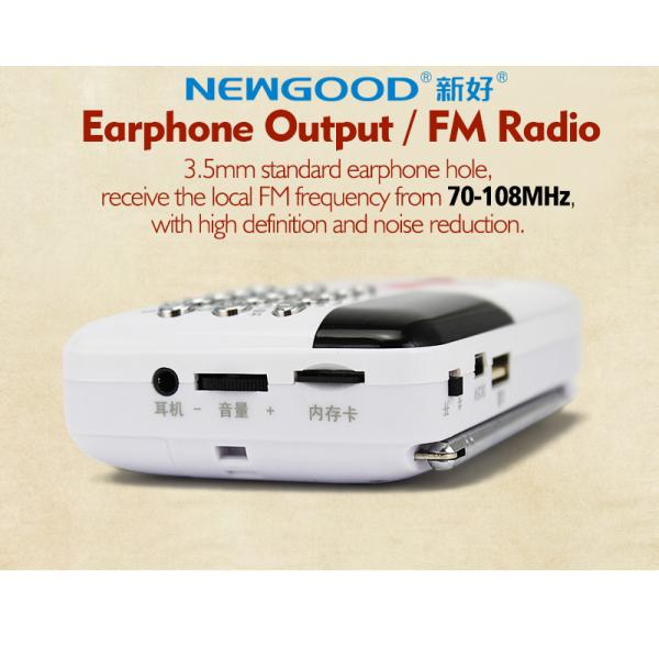 Buddhist dc 5v mini speaker portable digital radio mp3 player with usb input white color