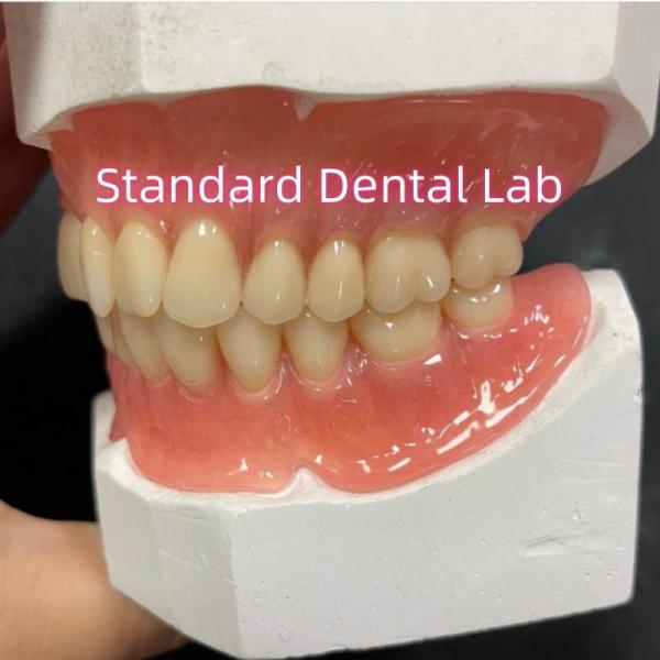 Полный верхний и нижний столешницы акриловые частичные зубы Ивокларные зубы Розовая резинка