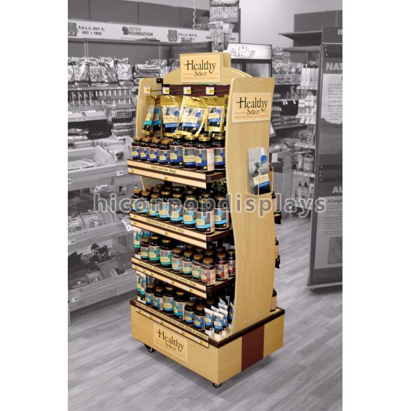 Pharmacy Wooden Store Fixtures Movable Flooring Environmental