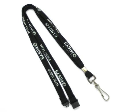 Black Tubular Lanyards , Key Chains Neck Strap With Metal Swivel J Hook