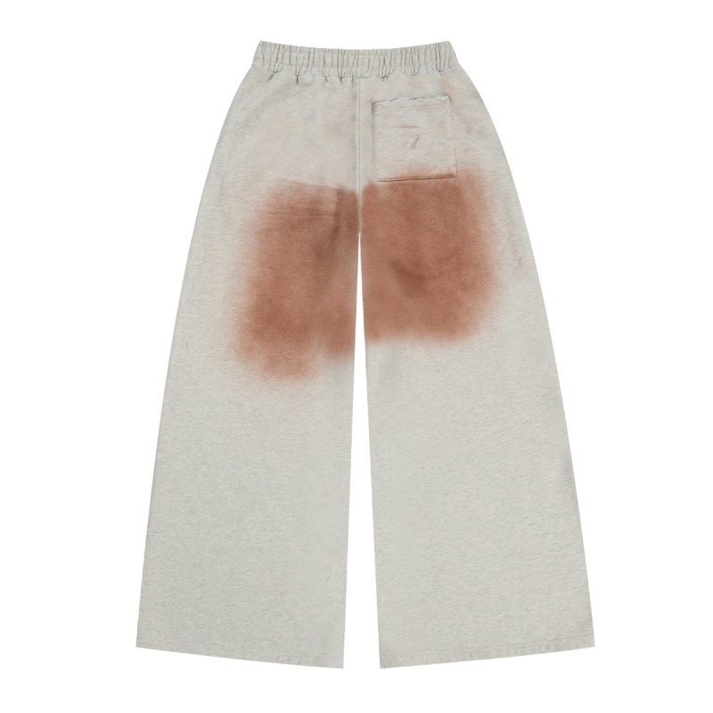 Custom Spray Dyed Distressed Wide Leg Sweatpants with Elastic Waist for Streetwear