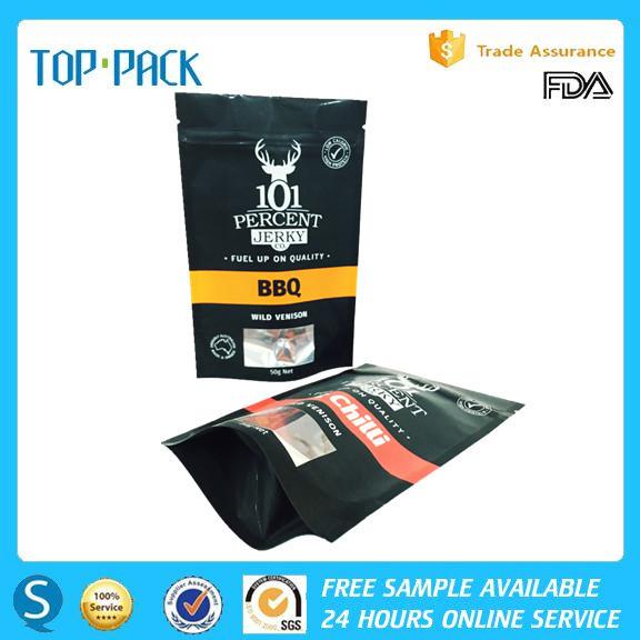 OEM Food Grade Clear Window Front Food Packaging Pouches With Zipper
