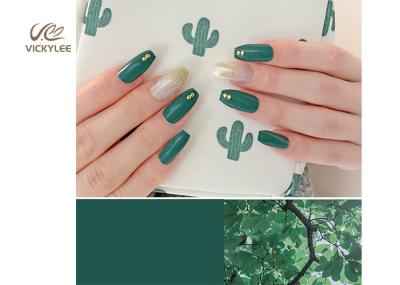 Press On Green Coffin ABS DIY Fake Nails With Stones And Glitter