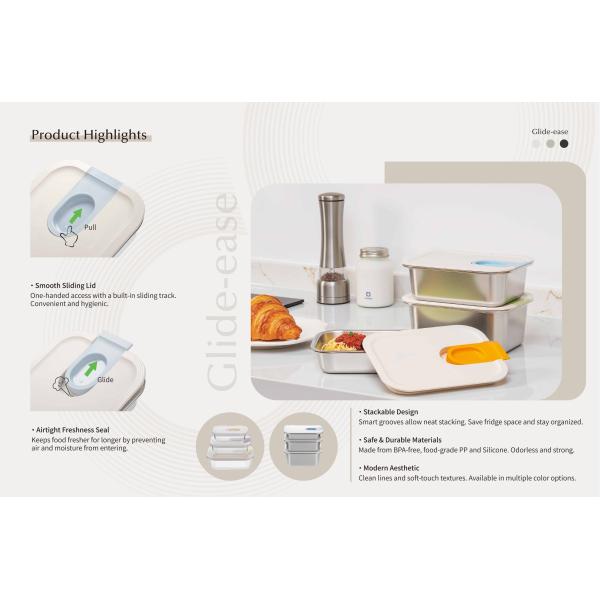 One-handed Easy-slide Unlock Glass Food Container