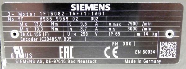 Siemens electrical 1FT6082-1AF71-1AG1 Servo Motor Brand New Authentic