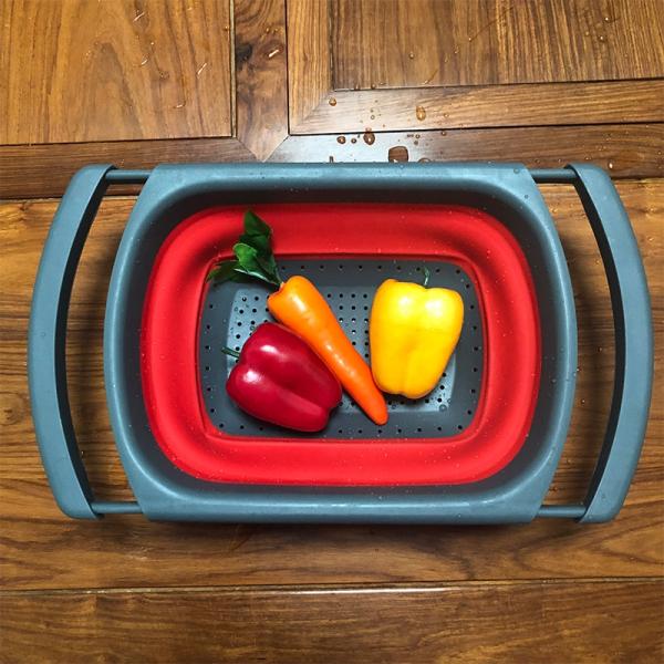 Pot Use Eco-friendly Clip on Snap Water Collapsible Silicone Rubber Pasta Microwave Kitchenware Set Foldable Colander Strainer