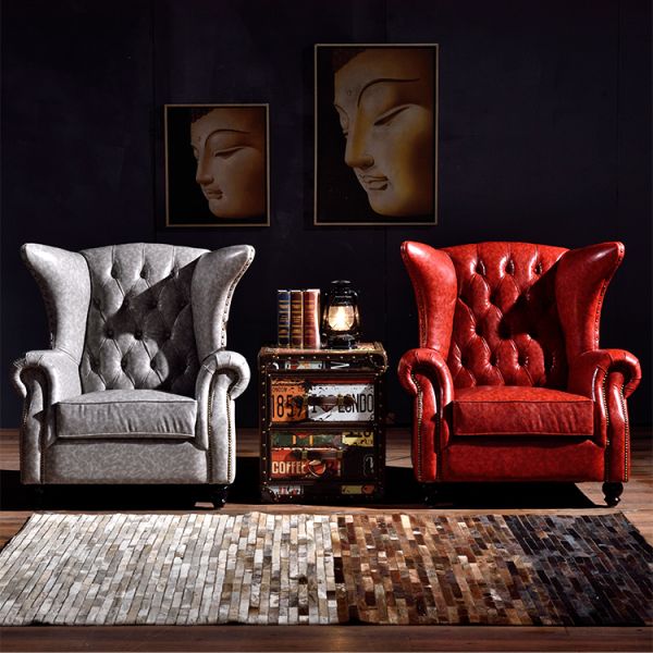 Nidea #8939 Customized Retro Traditional Living Room Genuine Leather Chesterfield Corner Sofa Set with Sponge Filling for Hotel & Villa Use