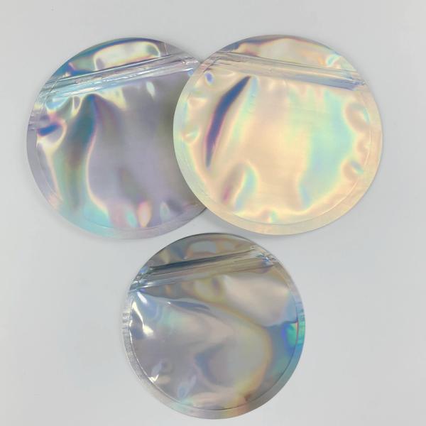 O círculo de empacotamento impresso Mylar holográfico dos sacos do zíper da moeda deu forma a 3.5g