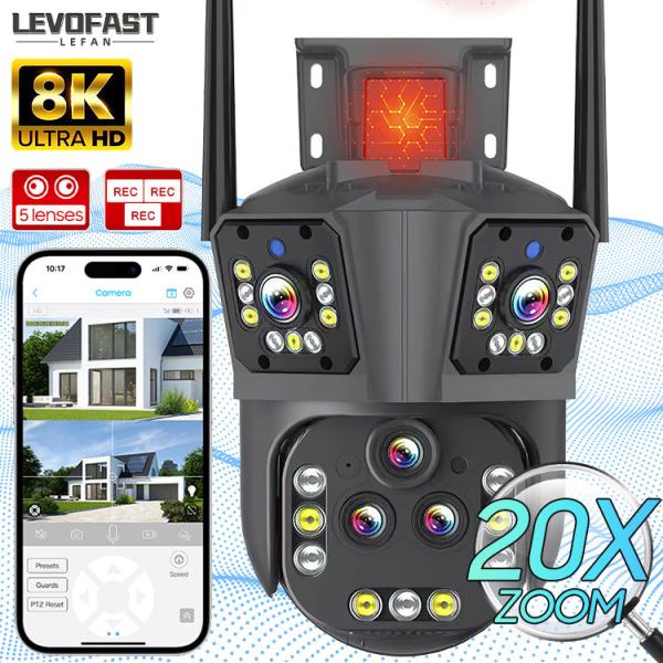 Wireless Wifi Camera Full Color Night Vision Security IP66 Three Screens 20MP Camera