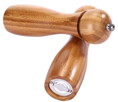 Burnished Bamboo Salt And Pepper Mills , Wooden Pepper Mill Grinders With Ceramic Mechanism