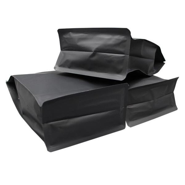 Wholesale 250g 500g flat bottom coffee bags with valve/Biodegradable zipper coffee packaging bags/Matte Black coffee bag