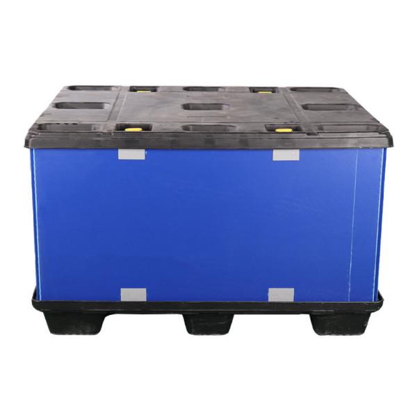 10L Capacity Collapsible Plastic Crate Customized Pallet Plastic Box Blue