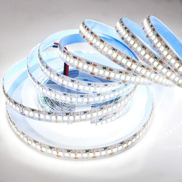 12V 240LEDS/meter SMD 2835 LED Strip Light 1200LEDs 16.4Ft 26000LM High Density IP20 No-waterproof  SMD3528 White 6500K