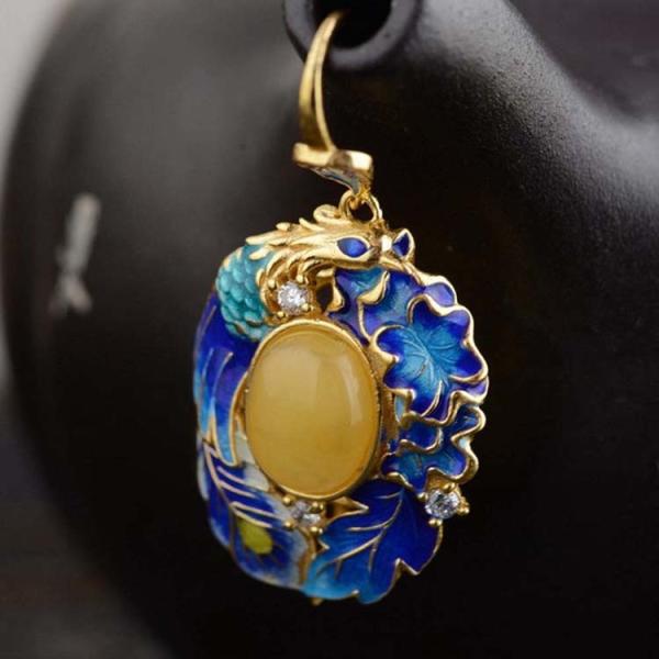 Retro 925 Silver Blue Enamel Mellite Drop Dangle Earrings(TRS30731)