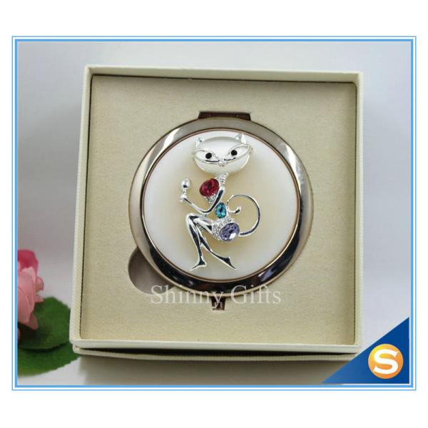 Shinny Gifts High-Grade Fox Design Makeup Mirror Crystal Round Cosmetic Mirror