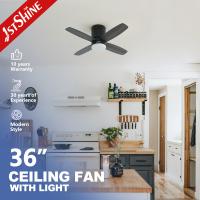 36 pouces moderne LED ventilateur de plafond invisible Mini 4 lames de contreplaqué faible profil éclairage de l'obscurcissement