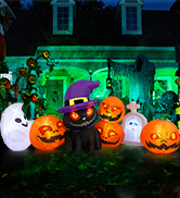 Plastic Halloween Inflatable Pumpkin Tombstone Pumpkins w/ LEDs Perfect for Halloween