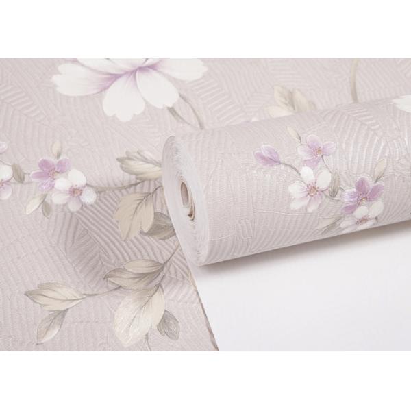 Removable Country Style Wallpaper With Embossed Floral Pattern For Sofa Backdrop