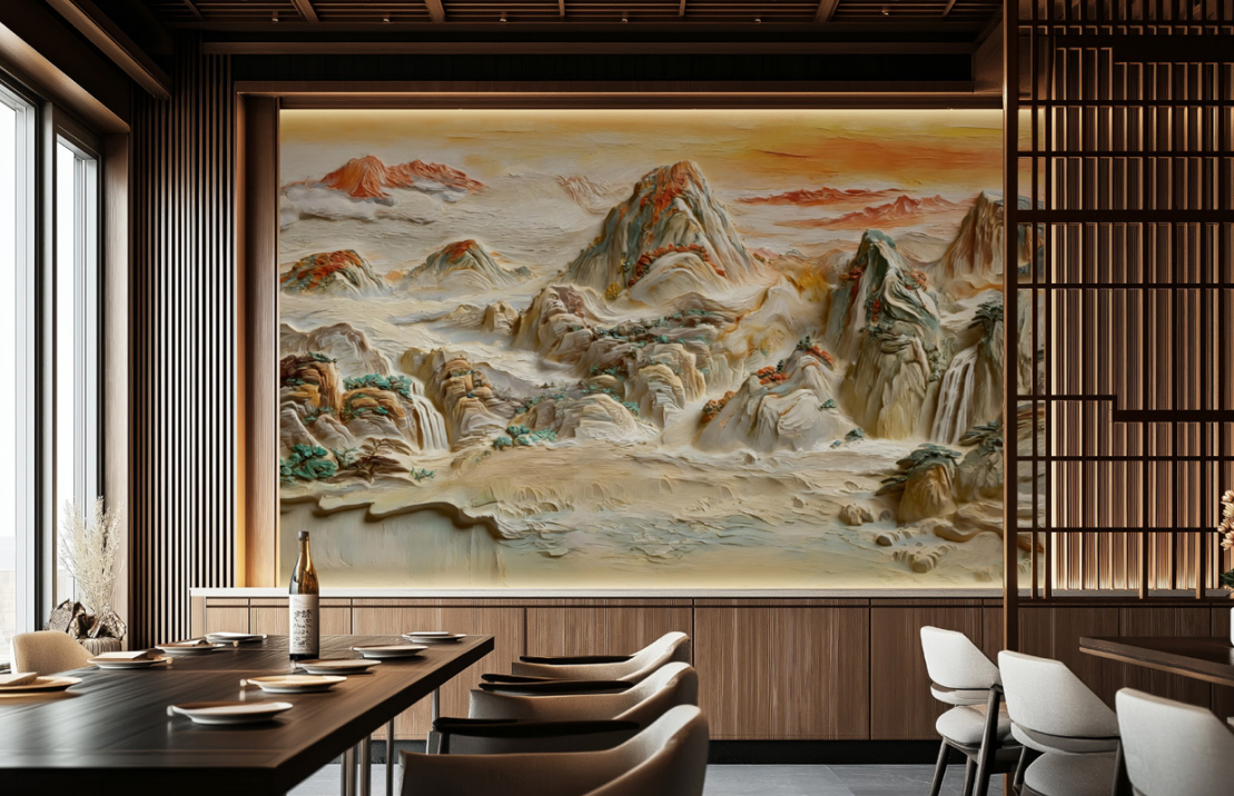 Decorative 3D Relief PVC Wall Panel Waterproof Custom Patterns Living Room