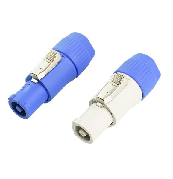 Conector de cable Powercon bloqueable 20A 250V Azul Entrada Gris Salida