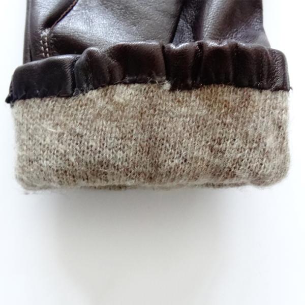Customized Elastic Cuff Mens Wool Lined Leather Gloves Sheepskin Men Leather Gloves
