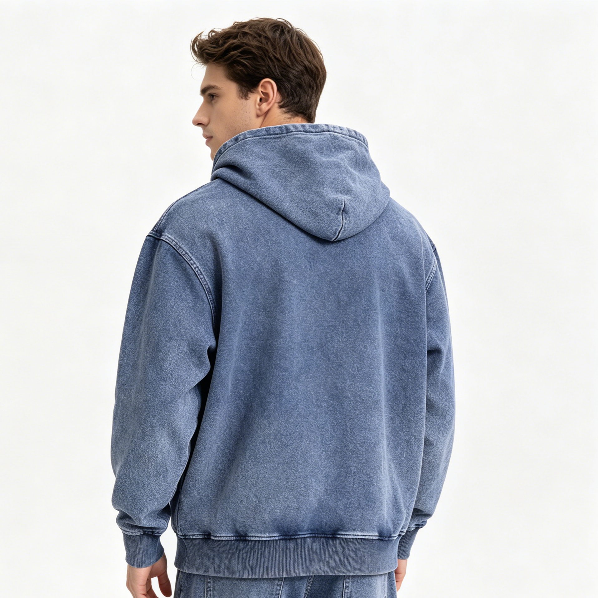 380g Heavyweight Stone Wash Hoodies Vintage Street Washed Denim Hoodie For Fall Winter
