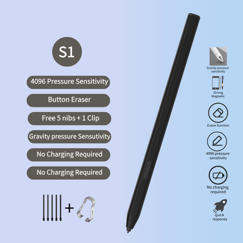 4096 Level Pressure Electromagnetic Soft Pencil Stylus Touch Screen Palm Rejection Pen for Samsung Tablet Phone