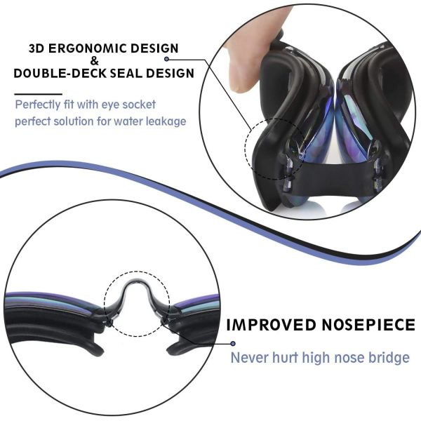 Anti-fog UV Protection Swimming Goggles with Automatic Buckle Strap for Adults and Kids