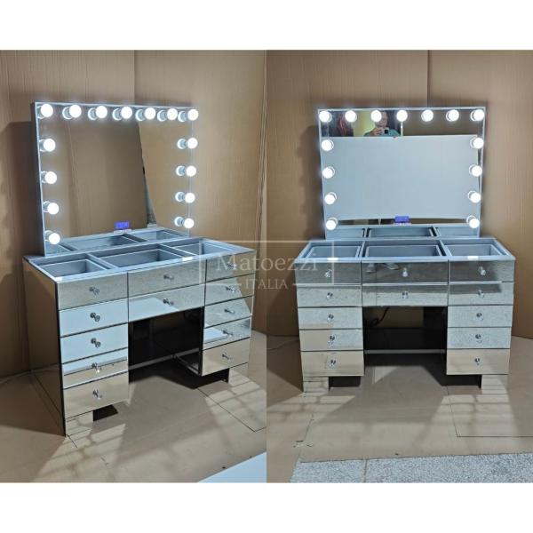 Wooden Makeup Vanity Dressing Table Set With Drawer And Mirror In Customized Color Wood