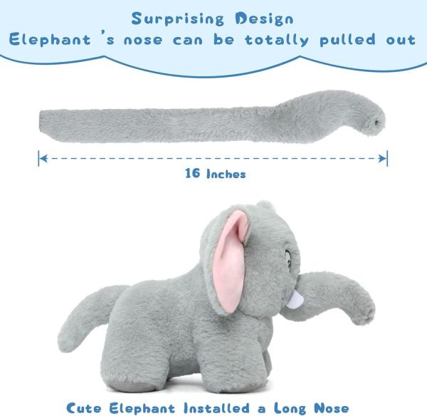 Wholesale  Soft Cute Elephant Stuffed Animal Dog Toy Gray Elephant Plush Removable Tail Nose Creative Birthday Unisex Parties