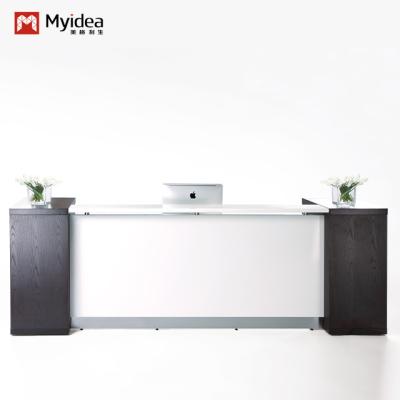Mobiliário de escritório moderno e contemporâneo Mesa de recepção em prata e branco com Mobiliário Myidea