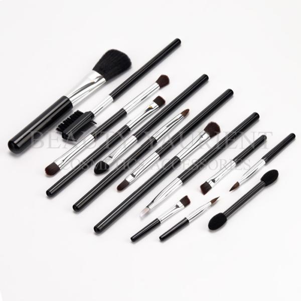 Portable Travel Mini Makeup Brush Set 14pcs Black Handle Vegan Makeup Brushes