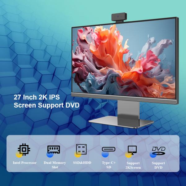 Entrada universal 23.8 pulgadas Aio Barebone Core I7 Todo en una PC para juegos Computadora LED curvada