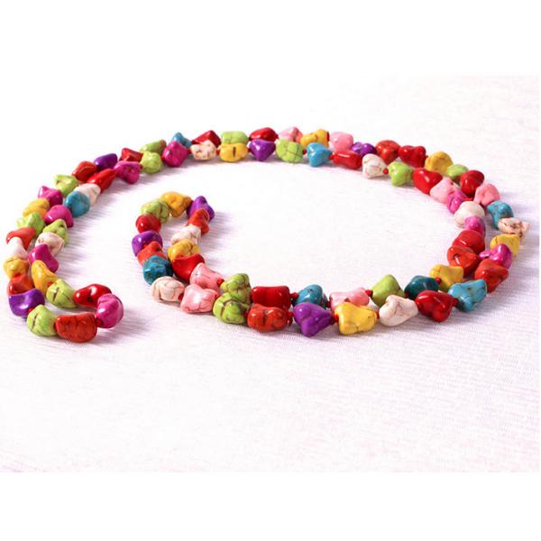 Irregular turquoise beaded long necklace