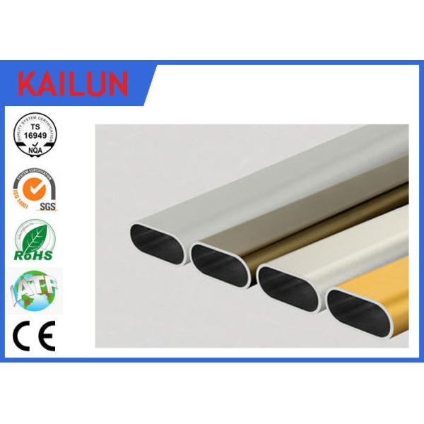 Flat Oval Aluminum Tubing , Cutting 6061 Powder Coated Aluminum Extrusion Tube