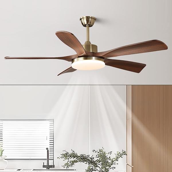 Ventilador de techo de madera con aspas rectas de 3/5 hojas de 42/52 pulgadas, control remoto, fábrica al por mayor