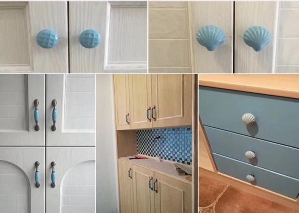 Blue Heart Ceramic Drawer Pulls Colorful Porcelain Furniture Handles Anti Brass Wardrobe Knobs