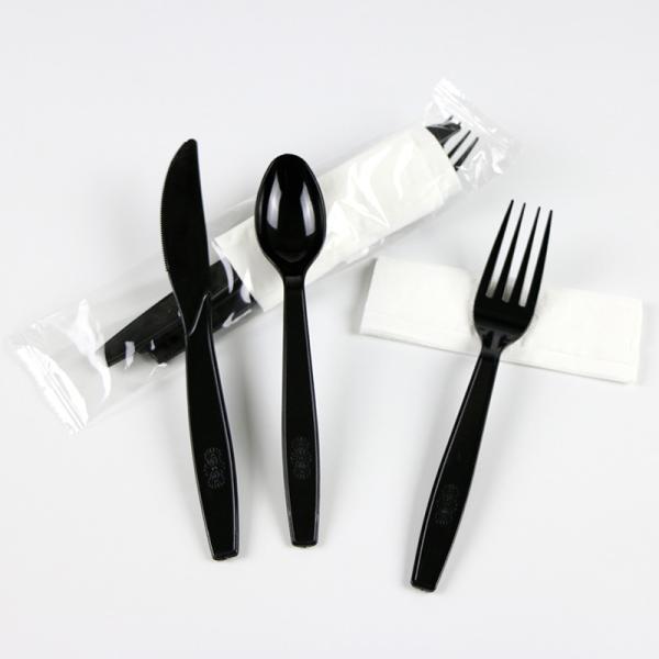 Plastic Cutlery Set with Free Design Disposable Utensils Fork Knife Spoon and Napkin