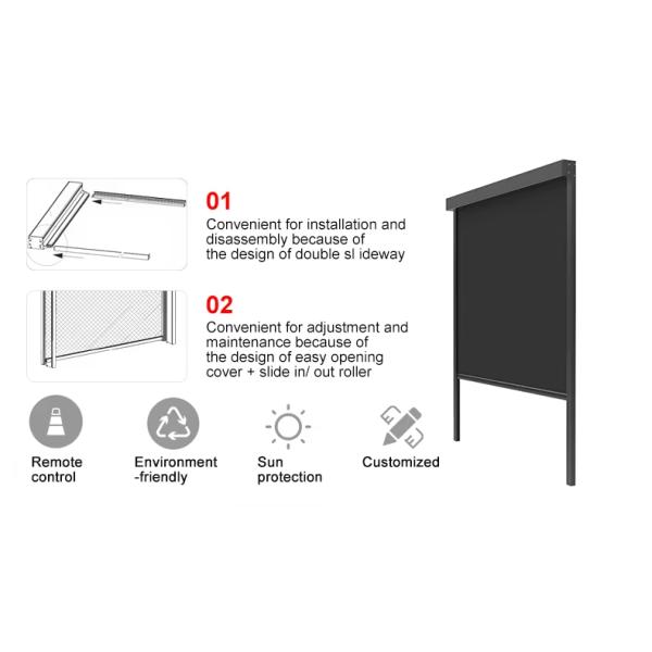 Оптовая торговля высококачественный занавес крыша наружных автоматических жалюзи балкон ветроустойчивый моторный павильон сад Моторизированные оконные шторы