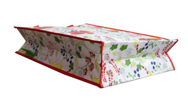 Waterproof 140g Red Flower Shining PP Shopping Bag With Nylon Handle, Customized Logo
