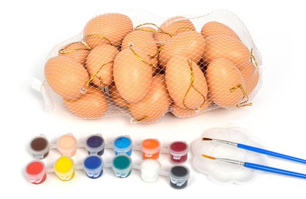 Assorted colors Plastic Easter eggs with Acrylic paint and brush for KIDS DIY painting Wooden and Plastic Easter Eggs