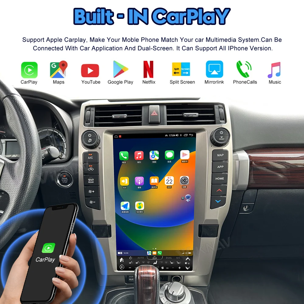 Android Toyota 4Runner Head Unit Авто стерео 2010-2023 Мультимедийный проигрыватель Замена