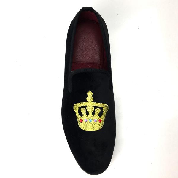Luxury Black Mens Velvet Loafers Round Toe Breathable For Party / Evening