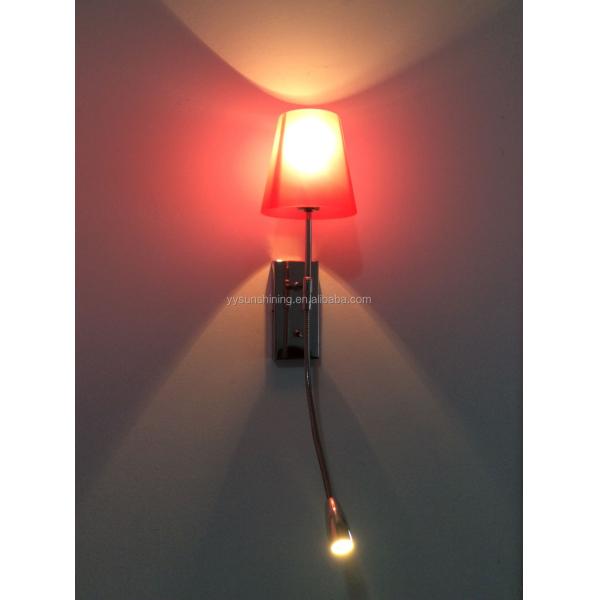 LED Modern Hotel Wall Lamps with Double Head and PP Shade CRI 80 Lifespan 30000 hours