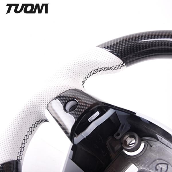 Round Black White Tesla Carbon Steering Wheel Sport Style For Model 3 X Y
