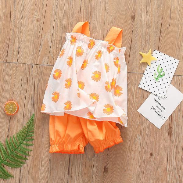 Girl Cotton 39in Green Short Sleeve Shirts Short Pant Suit Childrens
