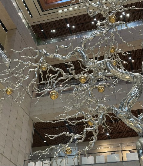 Luminous Fiberglass Geometric Tree Sculpture-Modern LED Lifelike Interior Art for Hotel Lobby & Commercial Spaces
