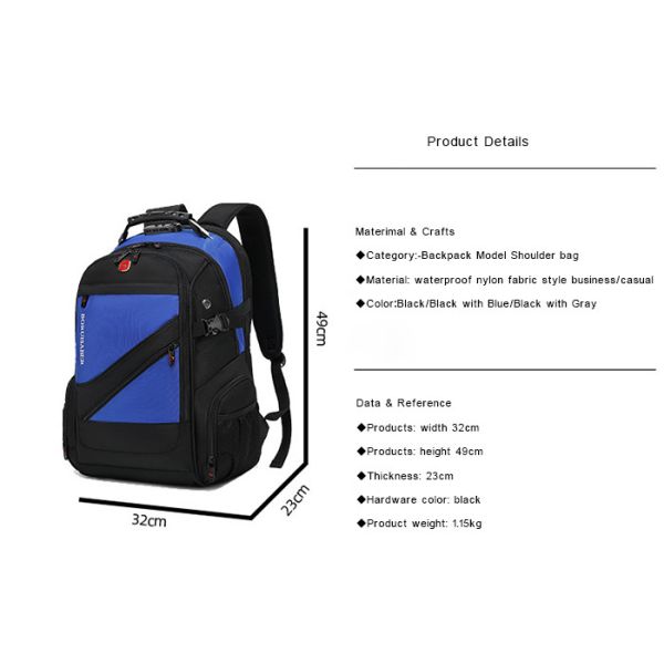Men'S Business Casual Large Capacity Travel Bag Computer Backpack Middle School Students Schoolbag Men'S Backpacks