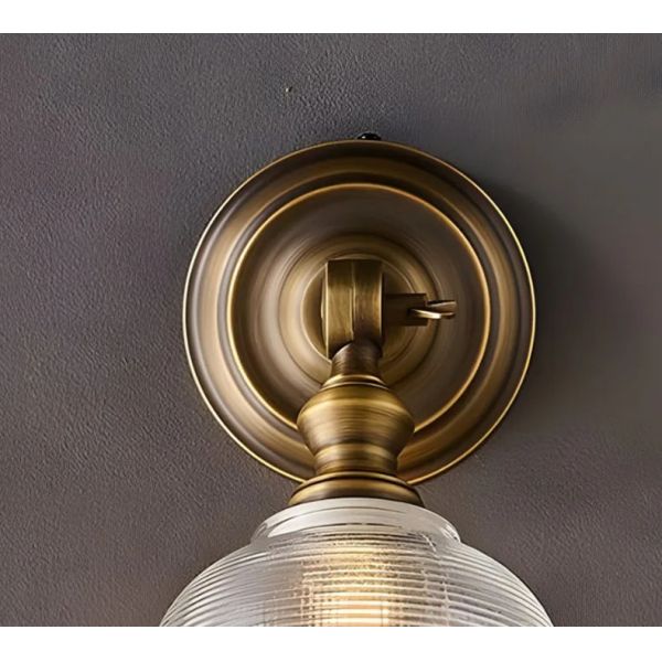 Clear Glass Indoor Parlor Bedside Stairs Hotel Lighting Old Copper Wall Lamp (WH-VR-129)